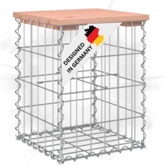 DELUKE® Gartenbank Gabionen BIKS aus Stahl 33x31x42cm Massivholz Douglasie Gabionenbank Gartentisch aus Gabionen Steinkorb Gabionengitter Ziergabione Drahtkorb befüllbar