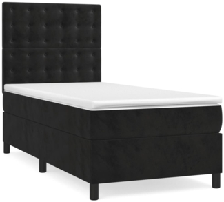 vidaXL Boxspringbett mit Matratze Schwarz 90x190 cm Samt 3143237