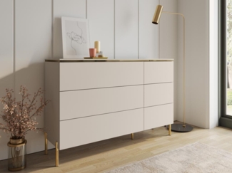 Vente-unique - Kommode mit 6 Schubladen - Beige & Goldfarben - VUKIA von Pascal Morabito