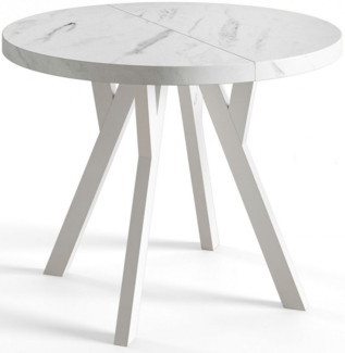 Alpi-Möbel Esstisch Wohnzimmertisch - Ausziehbarer runder Tisch 80-120 cm - Marmor, Ausziehbar, 2 x Einsatz 50 cm