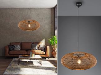 TRIO Leuchten LED Pendelleuchte, Dimmfunktion, LED wechselbar, Warmweiß, große ausgefallene Boho Korb-lampe für über Esstisch hängend, Ø 52cm