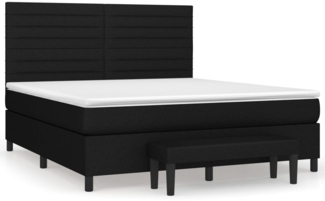 vidaXL Boxspringbett mit Matratze Schwarz 180x200 cm Stoff 3136695
