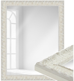 WANDStyle Wandspiegel E033, Weiß, aus Massivholz im Barock Stil