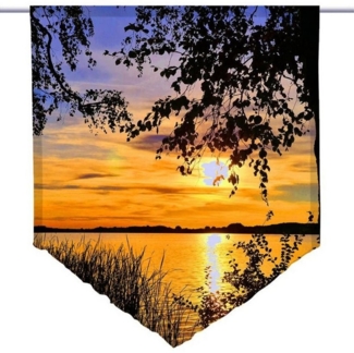 gardinen-for-life Scheibengardine Scheibenhänger Abendstimmung am See – spitz