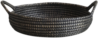 Chic Antique - Tablett Korb mit Henkel Seegras PE Schwarz H15cm D40cm 15020424
