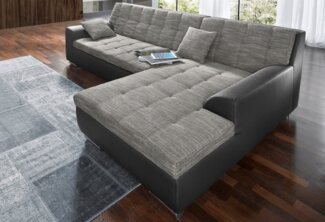 DOMO collection Ecksofa Treviso viele Bezüge, auch in Cord, L-Form, B/T/H: 267/80/83 cm, wahlweise mit Bettfunktion, incl. Zierkissen, hochwertige Steppung