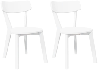vidaXL Esszimmerstühle 2 Stk. Weiß Massivholz Gummibaum 4102433