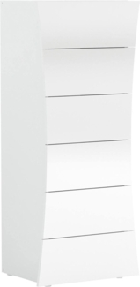 Dmora Kommode Arignano, Kommode mit 6 Schubladen, Schlafzimmerkommode, 100 % Made in Italy, 50 x 40 x 122 cm, glänzendes Weiß,