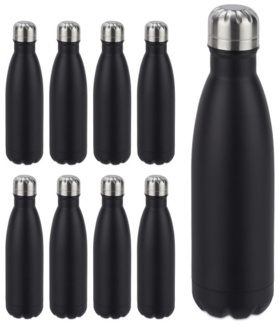 9 x Trinkflasche Edelstahl schwarz