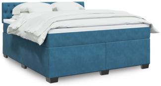 vidaXL Boxspringbett mit Matratze Blau 180x200 cm Samt 3286388