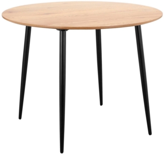 loft24 Esstisch Matcha, runder Tisch Ø100 cm Eichenoptik Metallbeine