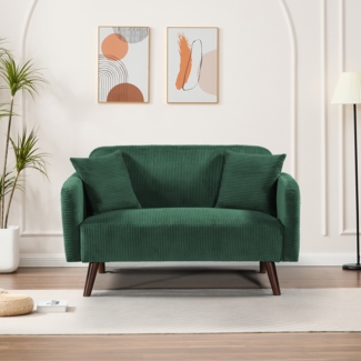 2-Sitzer Sofa Midt 132 x 70 x 81 cm Cord Grün [en. casa]