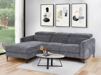 Vente-unique - Eckrelaxsofa elektrisch - Ecke links - Stoff - Anthrazitgrau - FUSETA