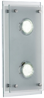 LED Wandleuchte, 2 Flammig, Chrom, Glas, B 34cm