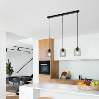 HOME DELUXE Hängeleuchte aus Glas SELINA - Rauchgrau