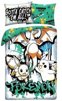 Pokémon Bettwäsche Set aus Mikrofaser Bettdeckenbezug 140 × 200 cm mit 70 × 90 cm Kissenbezug