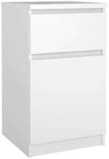 Dmora Nachttisch Delfini, Niedrige Kommode, Tisch, Multifunktionaler Nachttisch, 40x40 h70 cm, Glänzendes Weiß