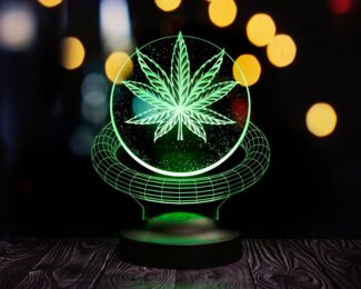 Geschenkelampe LED Nachttischlampe Cannabis Baum 3D Nachtlicht Lustiges Geschenke für Kiffer, Leuchte 7 Farben fest integriert, Geschenkideen für Stoner, Weed Fans