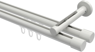 Innenlauf-Gardinenstangen-Set Siteno Santo 100 cm, 2-läufig, 20 mm Ø Weiß