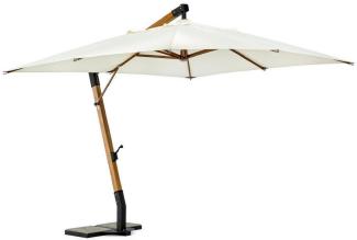 Casa Padrino Luxus Ampelschirm mit Ständer Braun / Schwarz / Creme 300x300 x H. 320 cm - Garten Sonnenschirm - Terrassen Sonnenschirm - Balkon Sonnenschirm - Garten Terrassen Balkon Accessoires