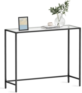 Vasagle Konsolentisch aus Hartglas, verstellbare Füße, Schwarz, 100 x 35 x 80 cm