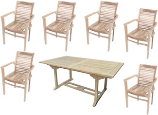 7-tlg. Holz Tischgruppe Gartengruppe