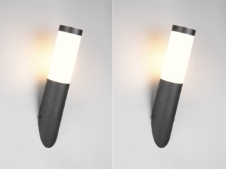 2er Set moderne LED Außenwandleuchten aus Edelstahl in Schwarz, Höhe 39cm