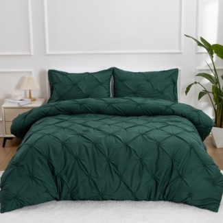 ibettertec Bettwäsche Bettwäsche Pinch Pleat Bettbezug Set 135x200 cm, Pintuck Plisseefalten Bettwäsche set mit Kissenbezug 80x80 cm