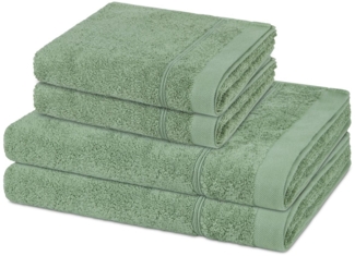 Ross Rubin 4 tlg. Frottier-Set - 2 X Handtuch (50 X 100cm), 2 X Duschtuch (70 X 140cm) - 480 - Piniengrün