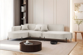 Ecksofa Designersofa VALENCIA in Stoff Scala Sand Ottomane Links