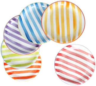 MamboCat Speiseteller Summer Stripes 6er Set Speiseteller Steingut Essteller bunte Streifen