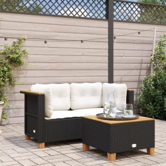 vidaXL Garten-Ecksofas mit Kissen 2 Stk. Schwarz Poly Rattan 365914