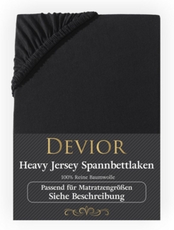 Devior Spannbettlaken Heavy aus 100% Baumwolle mit 160 g/m² - Blickdicht mit Einlaufschutz, Jersey, Gummizug: Rundumgummizug, Laken bis 15cm Matratzenhöhe - Spannbettlaken 140 x 200 cm Blickdicht