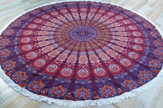 Guru-Shop Tagesdecke Rundes indisches Mandala Tuch, Boho Tagesdecke,..
