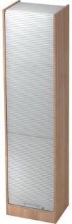 Rollladenschrank 50cm, 5OH RE Nussbaum / Silber