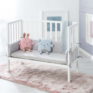 roba Beistellbett 'roba Style' grau - Matratze - Nestchen - Barriere - für alle Elternbetthöhen - Weiß