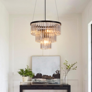 ZMH Pendelleuchte für Esszimmer, Hängelampe - E27 Pendelleuchte für Wohnzimmer, Schlafzimmer, Modern Schwarz, Kristall Pendelleuchte, Hängelampen Design (Ohne Leuchtmittel)