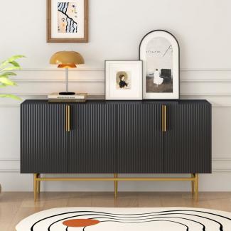 Merax Sideboard, mit 4 Türen und Metallsockel,Buffet Scandi,verstellbare Einlegeböden