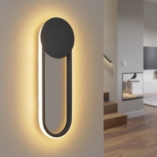 ZMH LED Wandleuchte Innen Wandlampe - 12W Treppenhauslampe 41cm Schwarz Flurlampe Modern Design 3000K Warmweiß Minimalistische Wandbeleuchtung für Schlafzimmer Wohnzimmer Flur Treppenhaus Küche