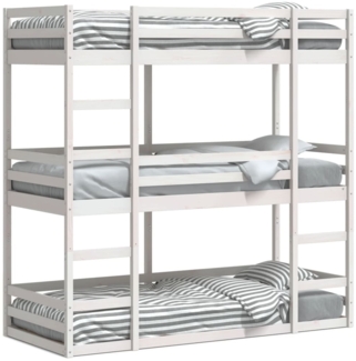 vidaXL Dreifach-Etagenbett Weiß 75x190 cm Massivholz Kiefer 3284261