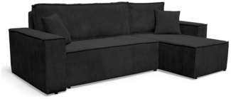 M-Punkt24 Ecksofa COMO, mit Bett Sofa Schlafsofa Ottomane rechts links universell, Cord Schwarz
