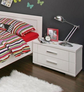 Nachtkommode nachtschrank Nachtkonsole Jugendzimmer weiß matt 60cm
