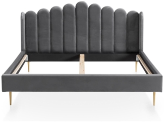 Muschelbett Grau 180 x 200 cm aus Samt mit Metallbeinen in Chrom Goldfarben