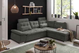 Ecksofa Couch NALO Sofa Schlafcouch Bettsofa braun-schwarz (stone) L-Form rechts