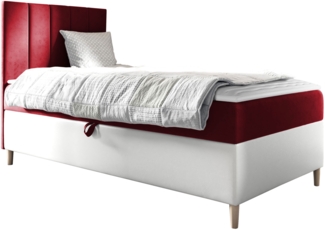 Boxspringbett Chapeni 'Junior 1' rot 80x200 cm Links