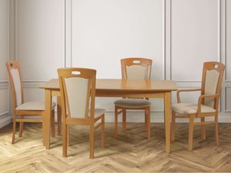 Home affaire Esszimmerstuhl FERDI, Armlehnstuhl, Made in Italy, Massivholz (1 St), Bezug Feinstruktur (wasser-und fleckabweisend) oder Struktur