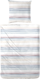 Primera Perkal Bettwäsche 155x220 Streifen blau oliv beige 133044-37