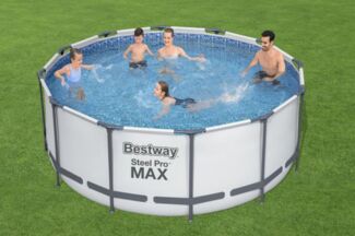 Bestway Steel Pro Max Swimmingpool Filterpumpe Leiter Cover Rund 366x122 cm