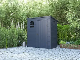 Vente-unique - NERIO Gartenhaus Harz Grau - B 97 cm x H 175 cm x L 180 cm