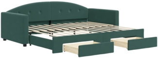 vidaXL Tagesbett Ausziehbar mit Schubladen Dunkelgrün 90x200 cm Samt 3197351
